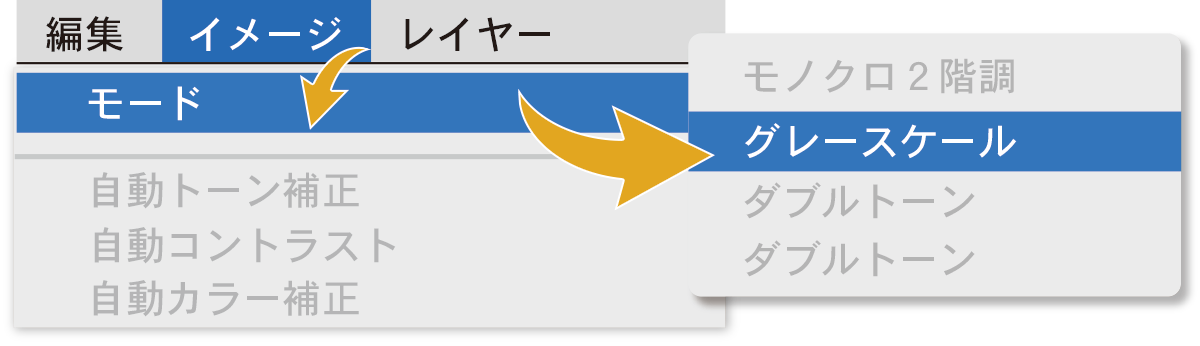 K100%のカラーをモノクロ2階調に変換します。