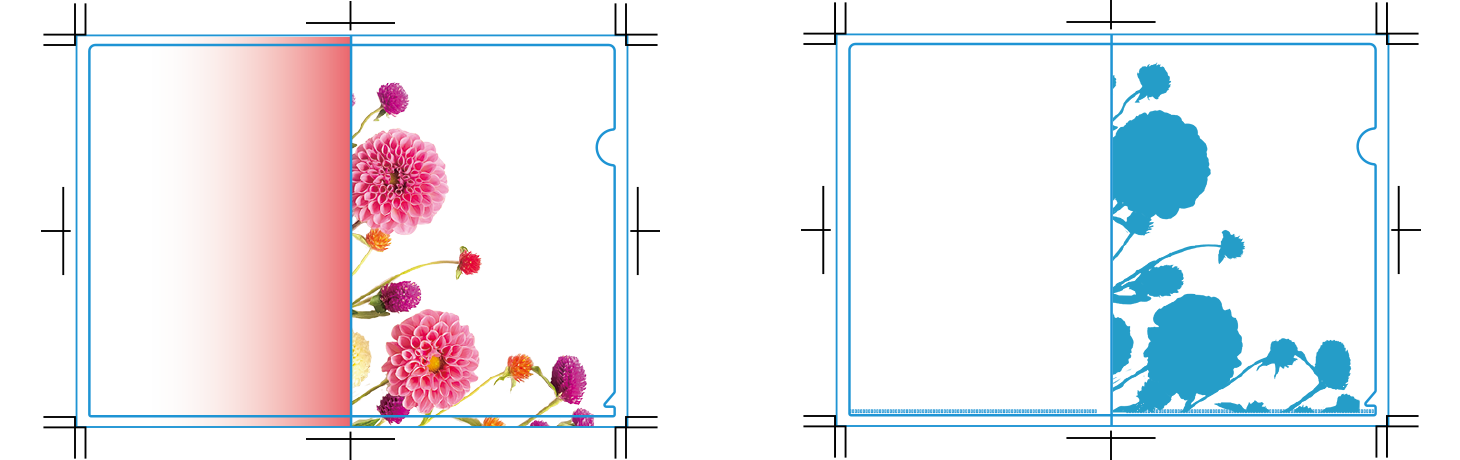 画像(.jpg、.psd、.png)の背景に白版(DIC100s)をひいた作成データ(見開き)