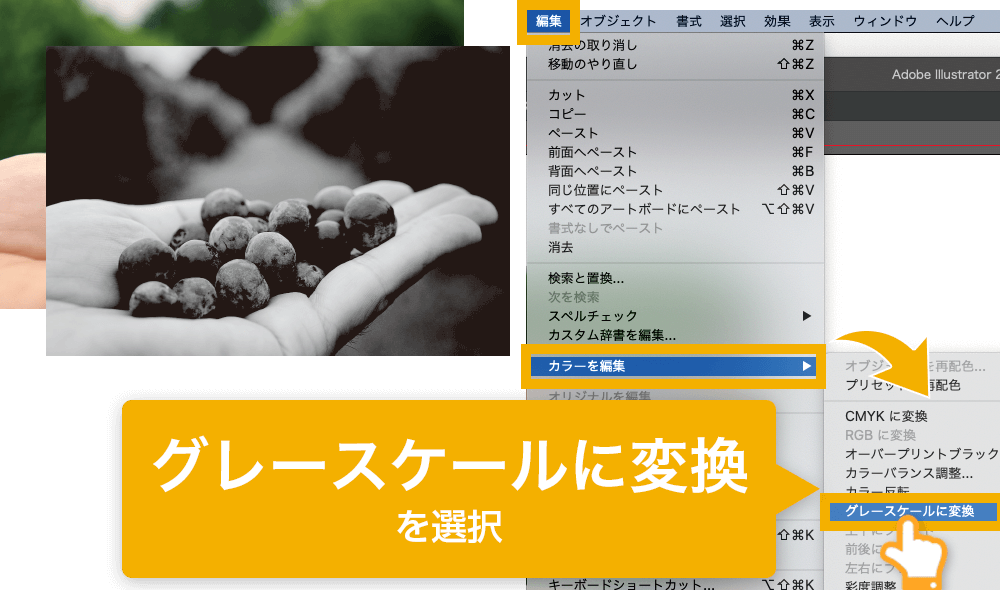 埋め込んだ画像をグレースケールに変換