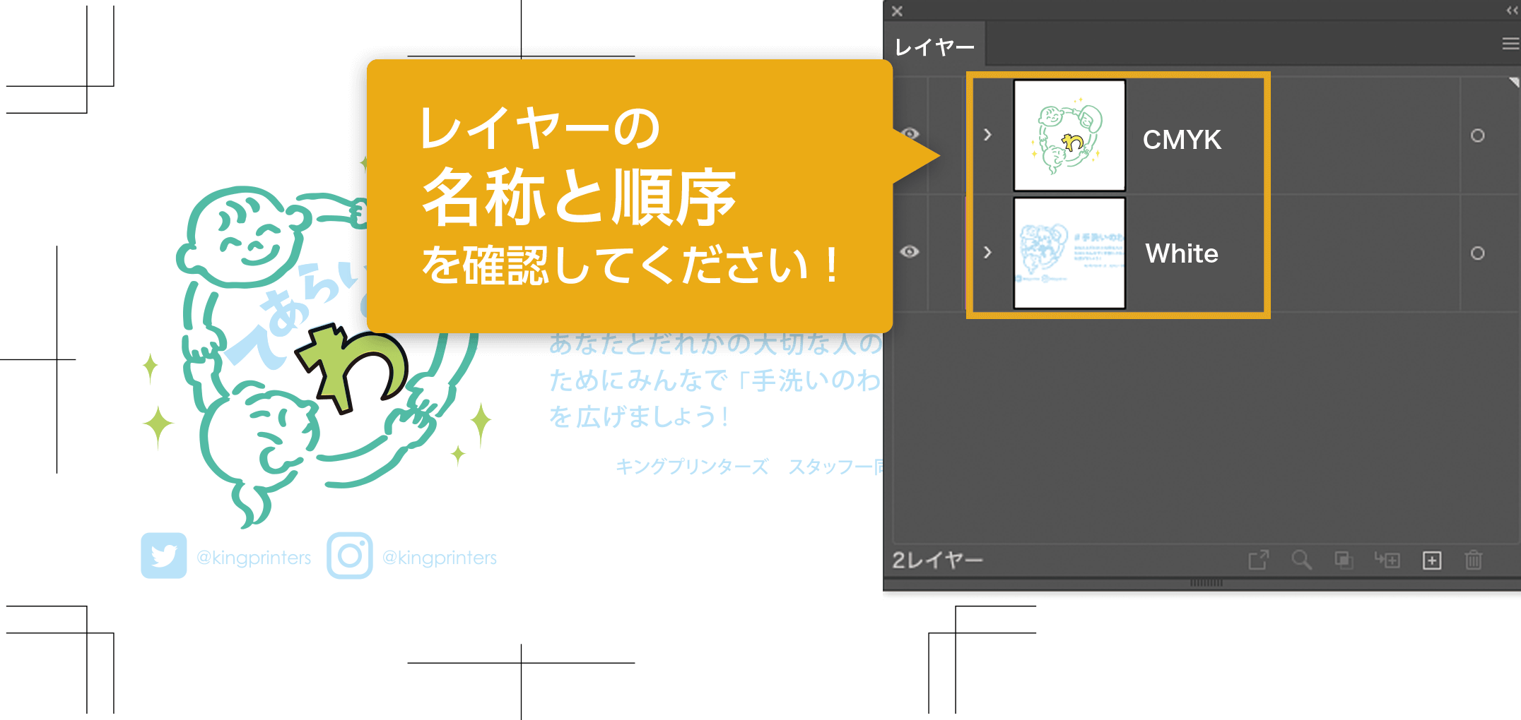 レイヤーの名称と順序を確認してください