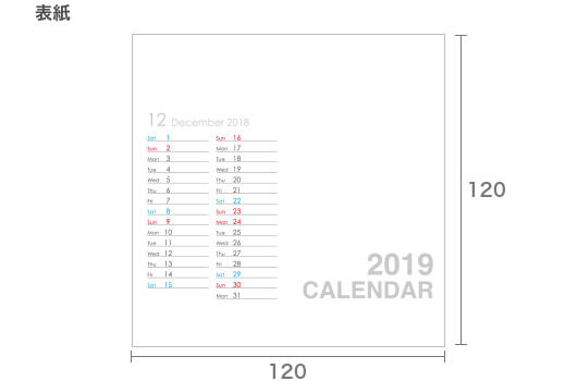 名入れカレンダー リング綴じカレンダー 正方形（写真／スクエア）