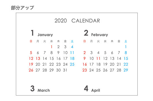 三角柱カレンダー 大 (タテ/片面)部分アップ