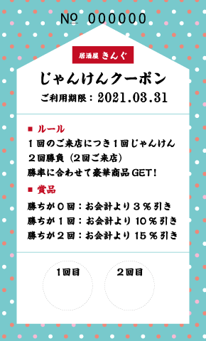 3回来店してもらうためのアイデアクーポン券サンプル画像