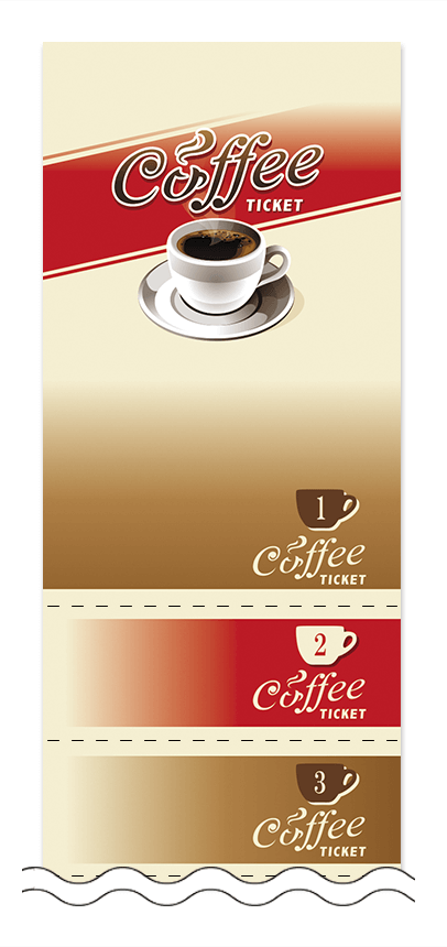 コーヒーの回数券6枚綴りデザインテンプレート0001