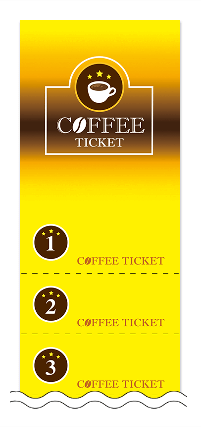 コーヒーの回数券6枚綴りデザインテンプレート0006