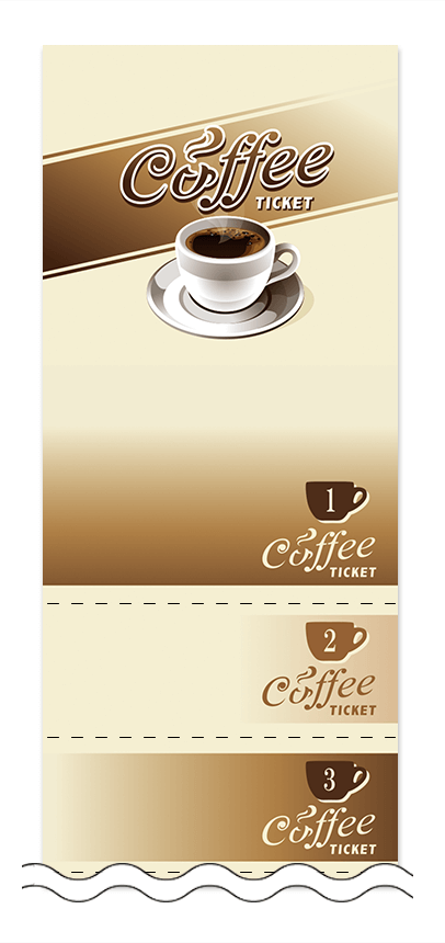コーヒーの回数券6枚綴りデザインテンプレート0007