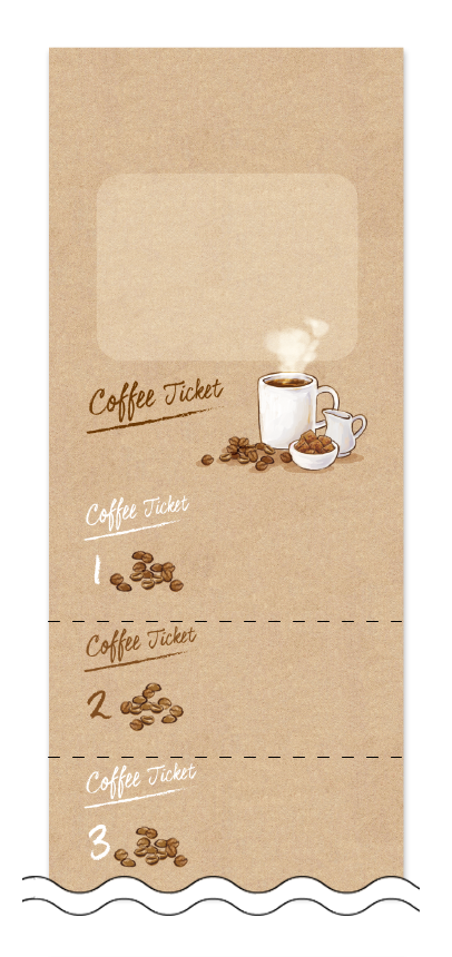 コーヒーの回数券6枚綴りデザインテンプレート0012