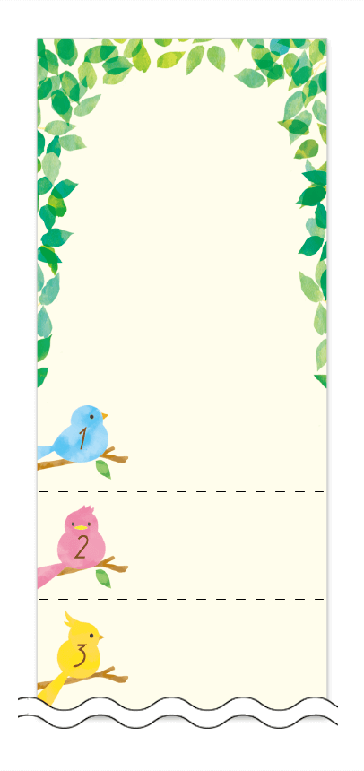 フリーデザイン「新緑・グリーン・小鳥」回数券テンプレート画像0027