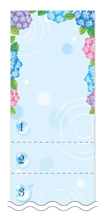 梅雨・アジサイの花の回数券6枚綴りデザインテンプレート0029
