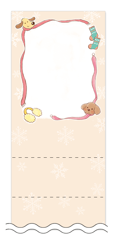 冬・雪・クリスマスの回数券6枚綴りデザインテンプレート0056