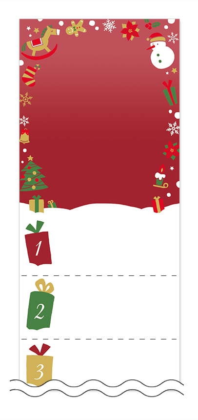 冬・雪・クリスマスの回数券6枚綴りデザインテンプレート0093