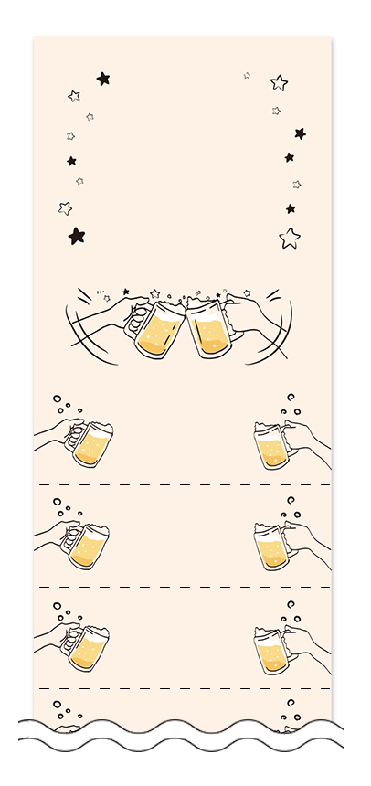 飲み会・居酒屋：ビール・ワインの回数券（11枚綴り）のデザイン