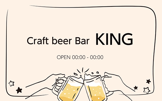 飲み会・居酒屋：ビール・ワインのショップカードのデザイン