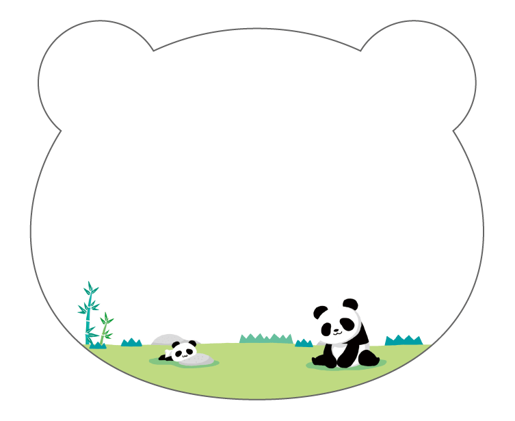 紙うちわ 動物（パンダ・たぬき）デザインテンプレート0225