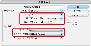 新規ドキュメント作成画面