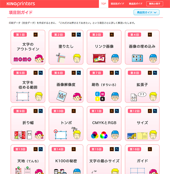 基本となるテーマごとに分けられたページ構成