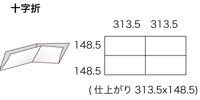 A4x3サイズ 十字折の寸法
