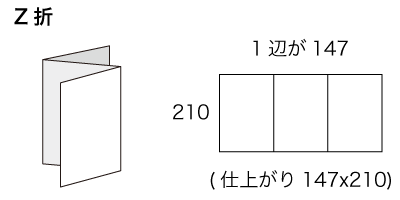 A5x3サイズ Z折の寸法