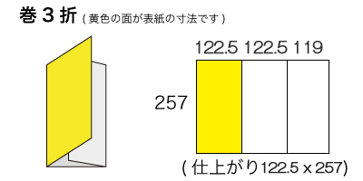 B5サイズ 巻3折の寸法