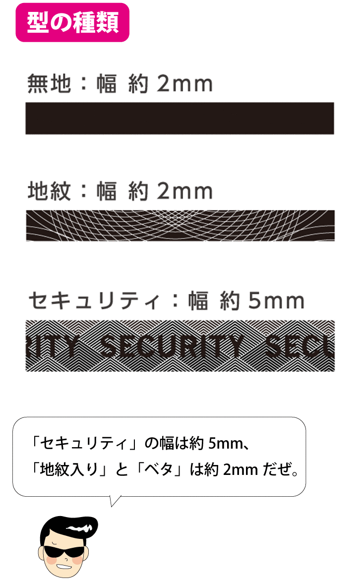 偽造防止箔線の型の種類
