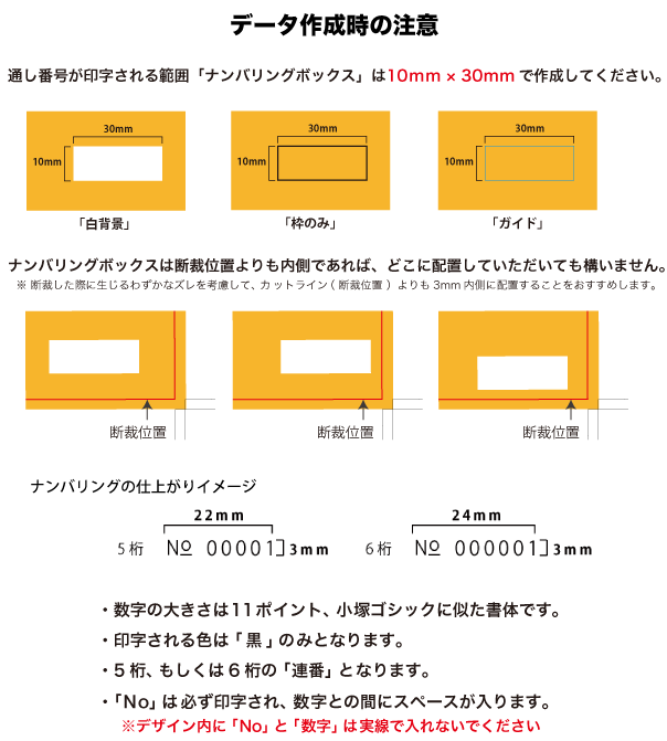 ナンバリング　データ作成時の注意点