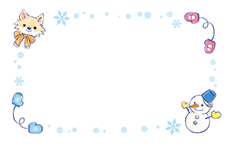猫と雪だるまのショップカードデザインテンプレート