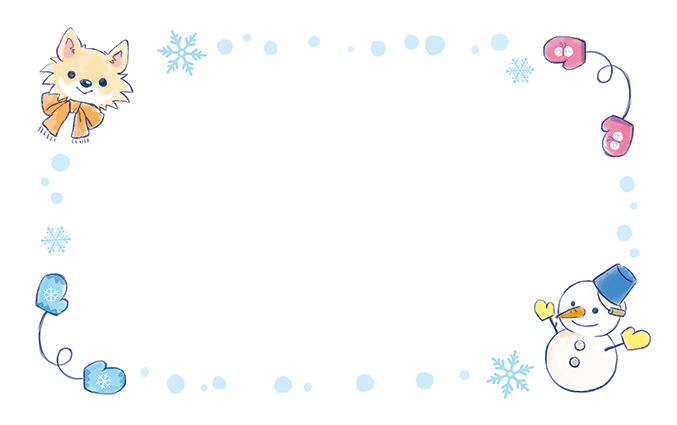 猫と雪だるまのショップカードデザインテンプレート