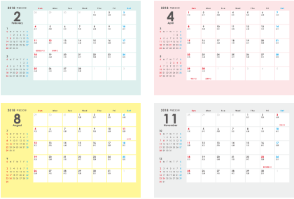 4月始まりカレンダーテンプレート ネット印刷のキングプリンターズ